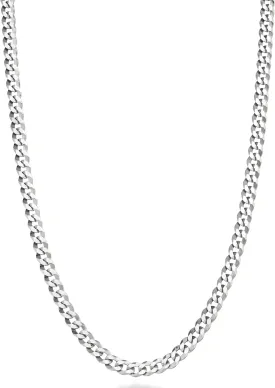 Miabella Italian Solid 925 Sterling Silver 3.5mm Diamond Cut Cuban Link Curb Chain Necklace for Women Men, Made in Italy