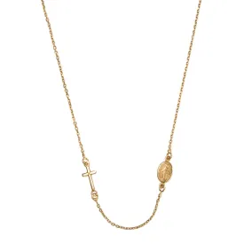 MIRACULOUS AND CROSS - NECKLACE - VERMEIL SILVER