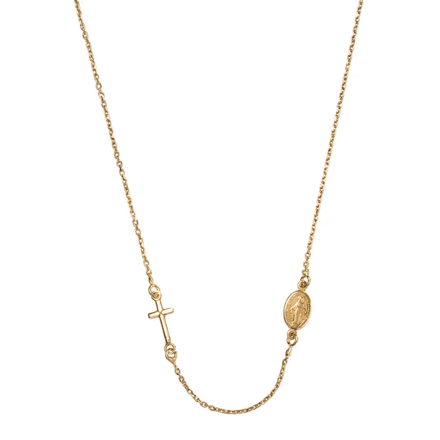 MIRACULOUS AND CROSS - NECKLACE - VERMEIL SILVER
