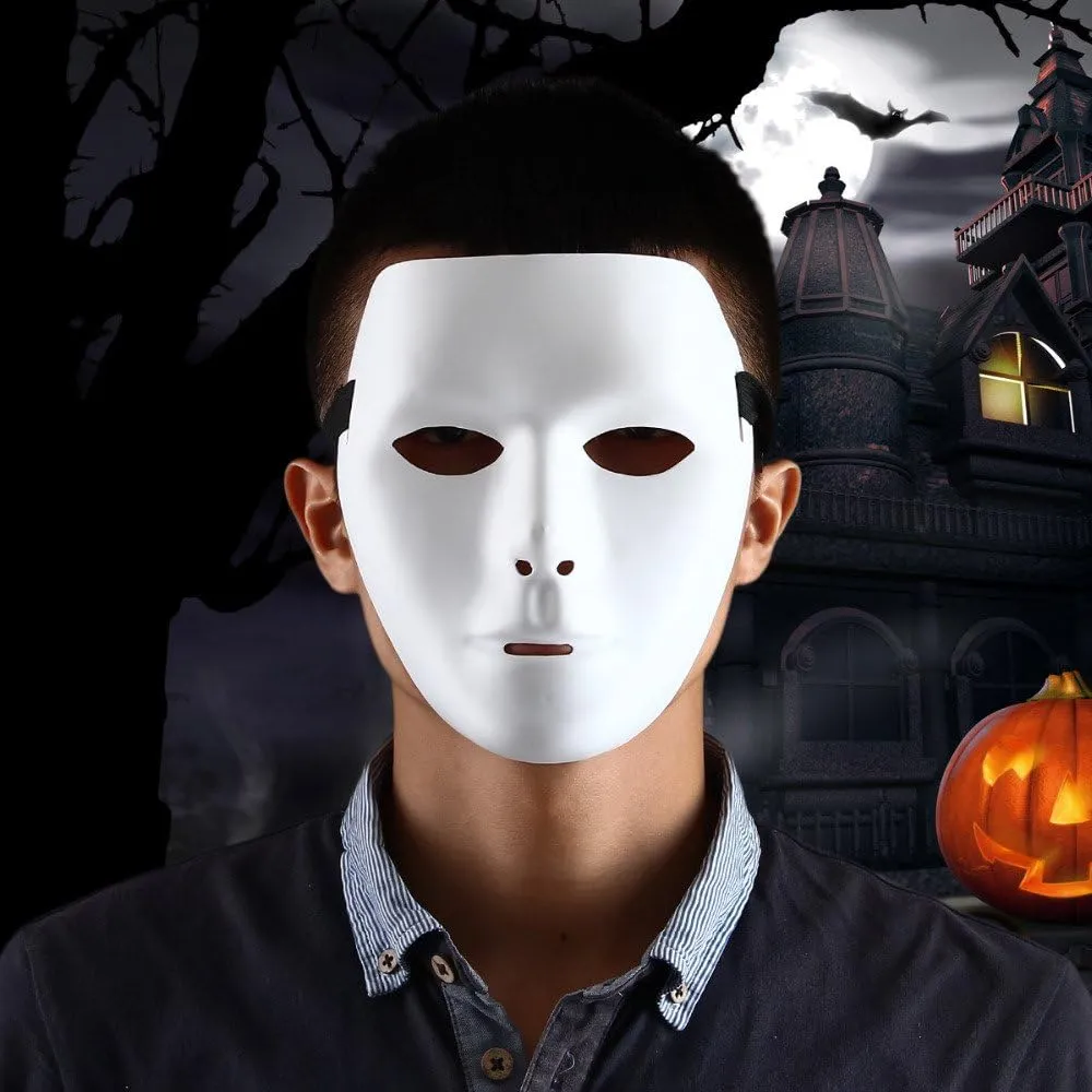 Nicky Bigs Novelties Adult Blank White Mask Plastic Costume Face Mask Paintable, 2 Pack