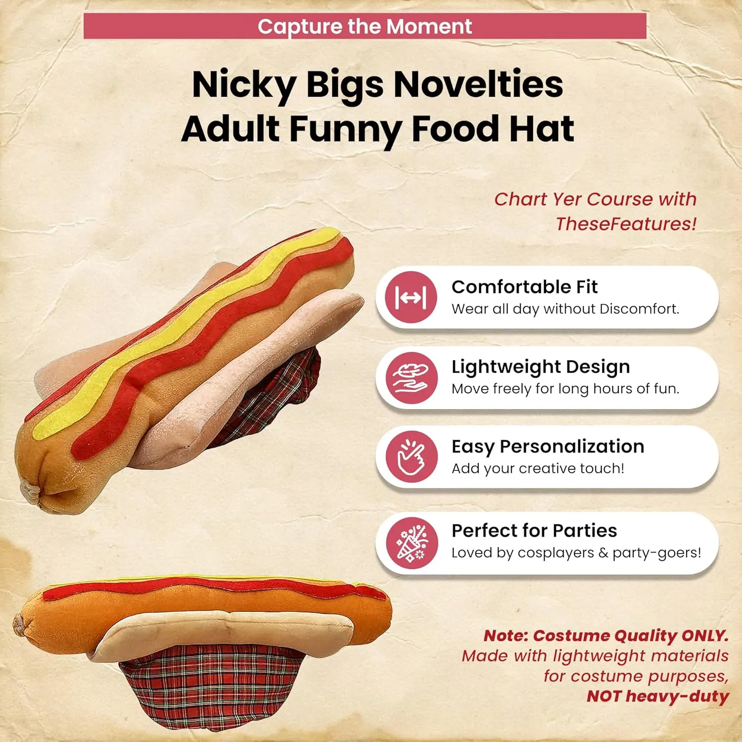 Nicky Bigs Novelties Adult Funny Food Hat Festival Vendor Foods Theme Party Costume Accessory