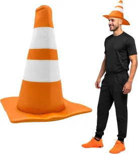 Nicky Bigs Novelties Adult Orange Traffic Cone Hat - Road Construction Cones Hat - Funny Unisex Halloween Costume Accessory Headwear