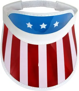 Nicky Bigs Novelties USA American Flag Hat-American USA Flag Visors- 4th of July Patriotic Beach Visor- Clear Plastic Tennis Sun Visor Hat, Red White Blue
