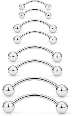 Ocptiy 20G 16G 14G 12G Eyebrow Rook Daith Piercing Jewelry 316L Surgical Steel Vertical Lip Labret Belly Button Ring Snake Eyes Tongue Ring Curved Barbell 6mm(1/4") 8mm(5/16") 10mm (3/8") 12mm(1/2")