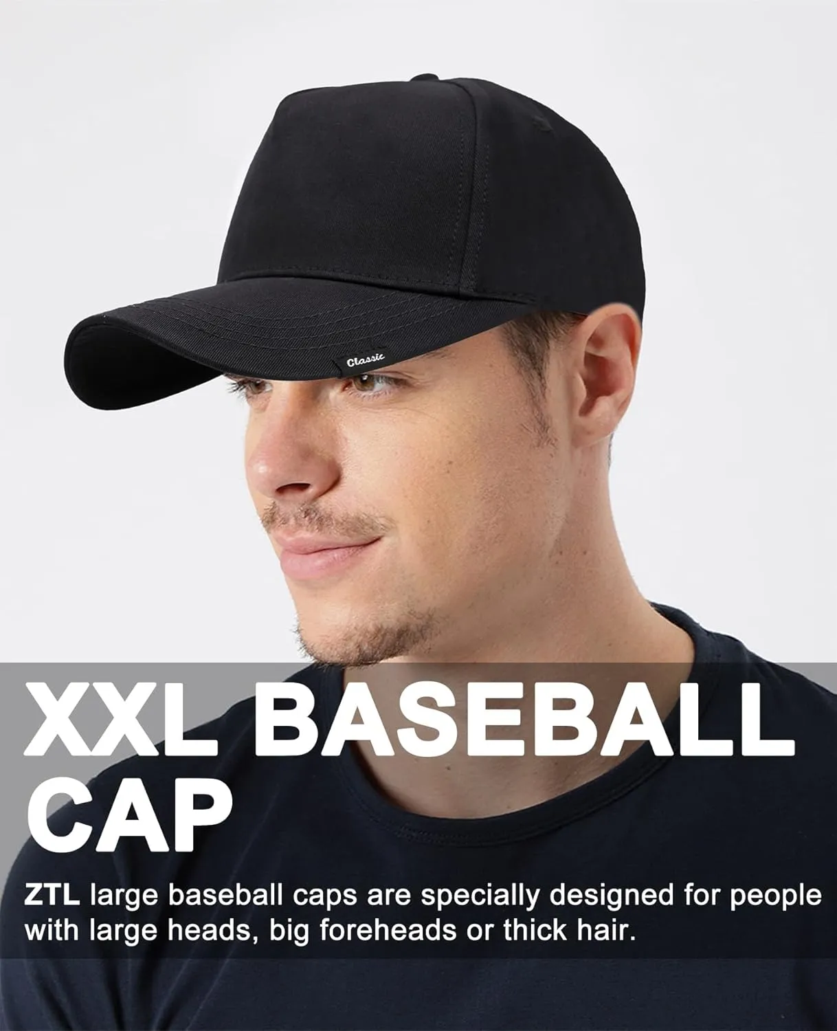 Oversize XXL Baseball Cap for Men, Extra Large Hat for Big Heads 23.6"-25.6", Plus Size Structured Dad Trucker Hats