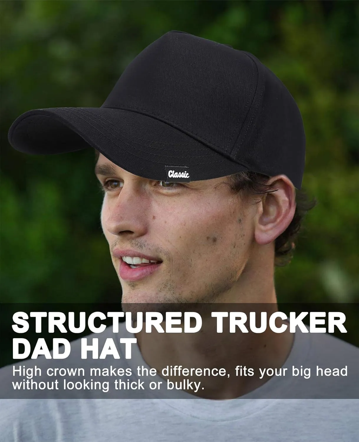 Oversize XXL Baseball Cap for Men, Extra Large Hat for Big Heads 23.6"-25.6", Plus Size Structured Dad Trucker Hats