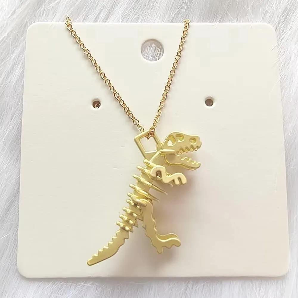 Personality Punk Skeleton Skull Earrings - Dumb Gold Dinosaur Stud Earring Charm Exaggerated Dangle Drop for Women