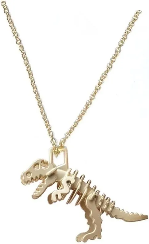 Personality Punk Skeleton Skull Earrings - Dumb Gold Dinosaur Stud Earring Charm Exaggerated Dangle Drop for Women