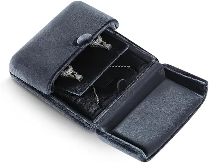 Resilient Velvet Earrings Necklace Dual-Purpose Storage Box, Stud Earring Display Box For Girlfriend Wife, Premium Jewelry Organizer Small Case