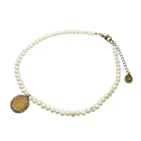 Roman Coin Pearl Choker