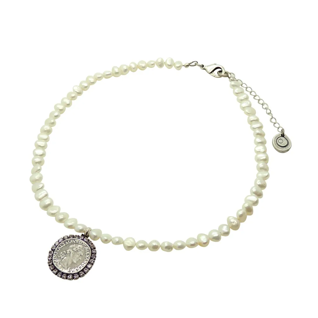 Roman Coin Pearl Choker