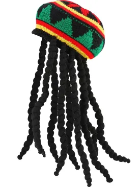 SATINIOR Rasta Hat with Black Dreadlocks Wig Rasta Wig with Dreads Funny Hat, 1 Piece, Size 17. 3