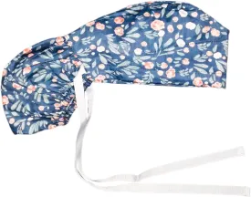 Scrub Cap with Buttons - Cotton Hat with Sweatband, Adjustable Tie Back for Ponytail (Randomly Paired with Hair Ring)