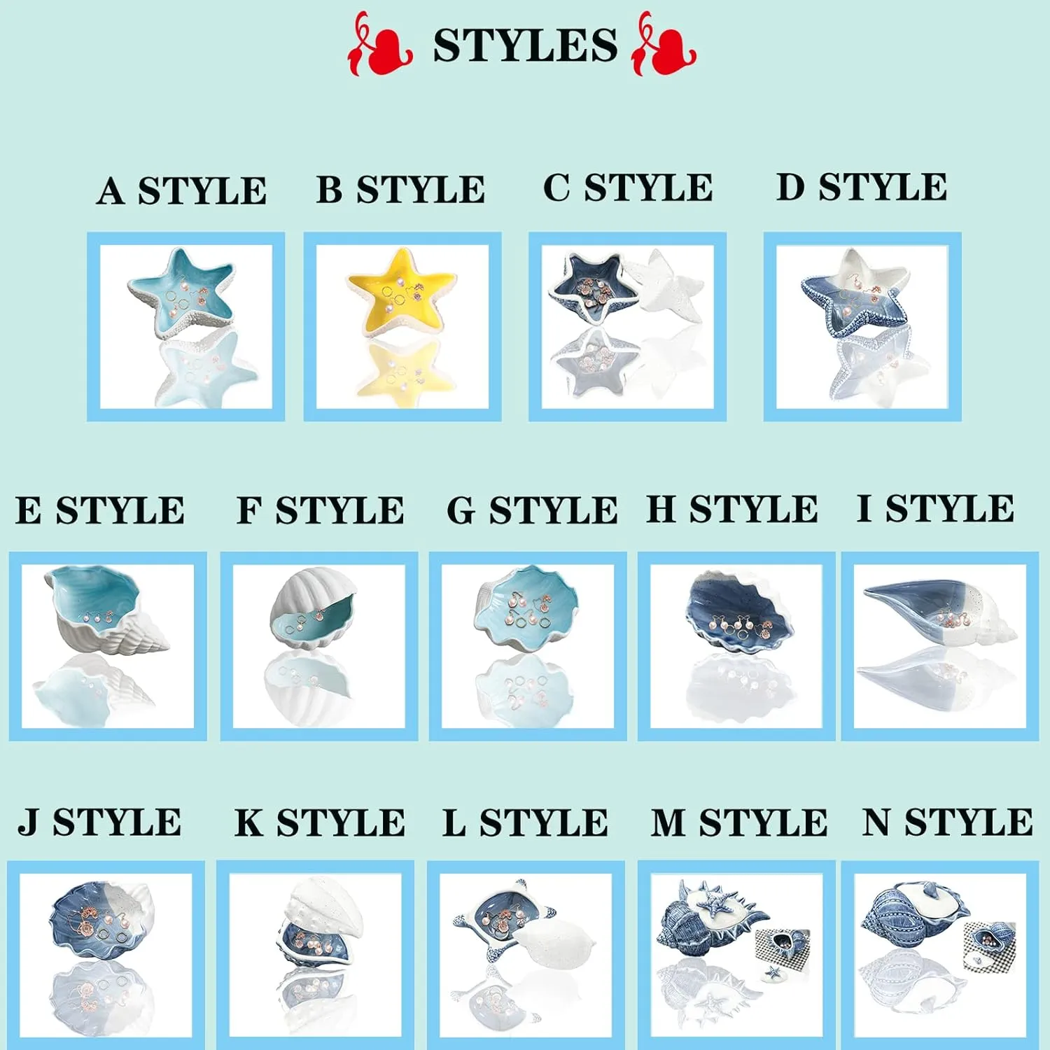 Shell Jewelry Dishes for Women Ceramic Key Bowls for Entry Table Jewelry Holder Trinket Tray Jewelry Plate Small Key Bowl for Entryway Table Table Decoration Supplies (H STYLE)
