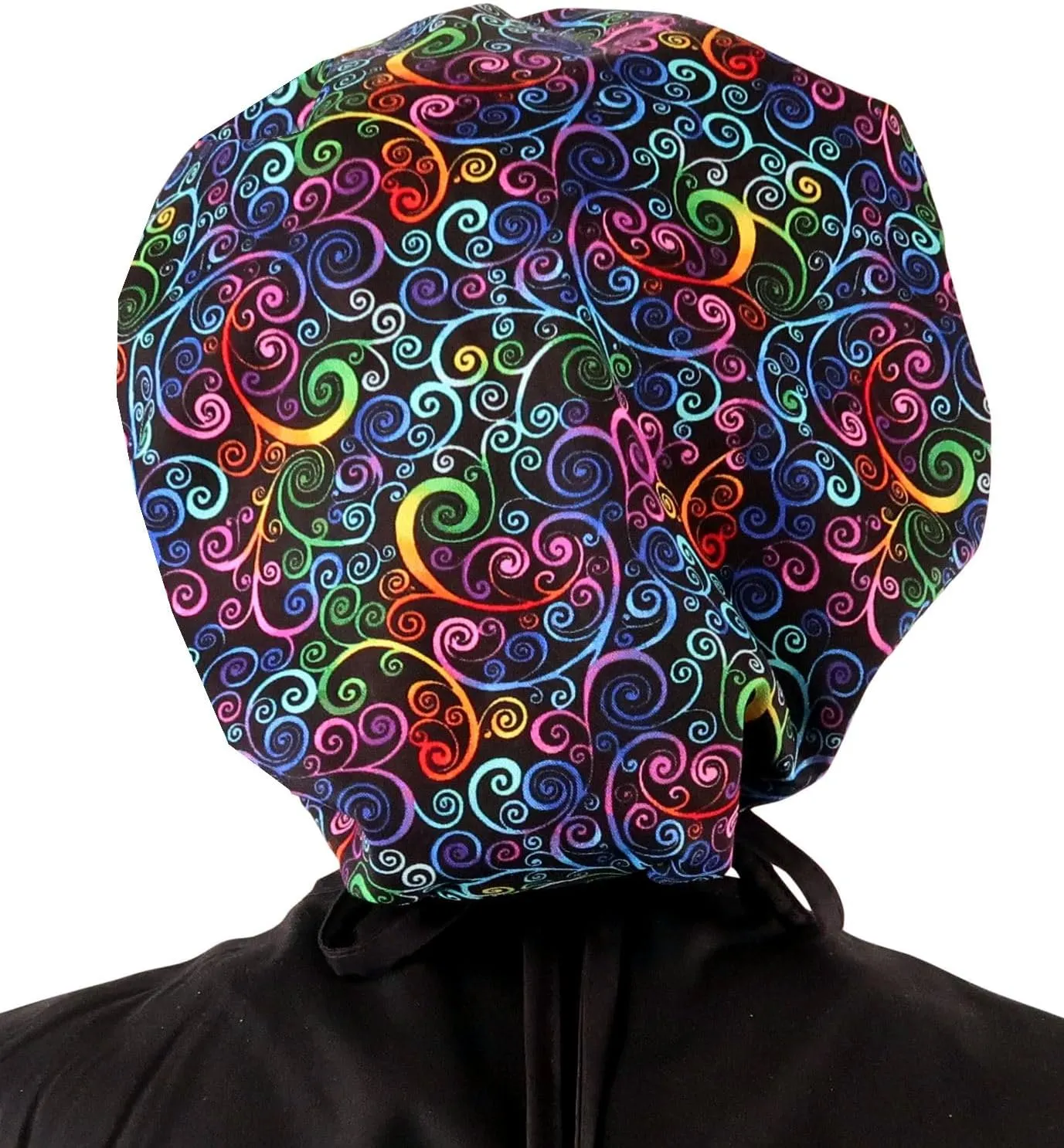 Sparkling EARTH Banded Bouffant Surgical Scrub Ponytail Working Caps - 100% Cotton - Made in The USA