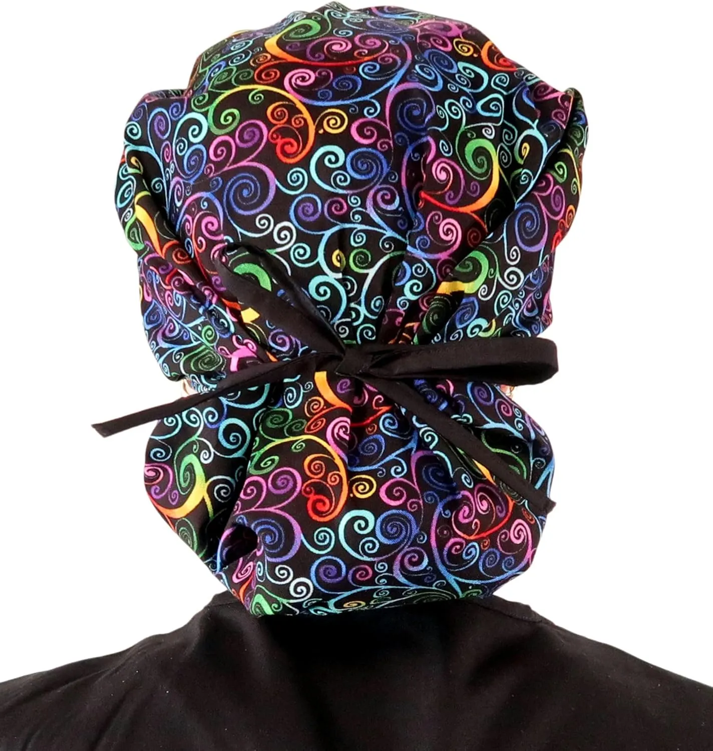 Sparkling EARTH Banded Bouffant Surgical Scrub Ponytail Working Caps - 100% Cotton - Made in The USA