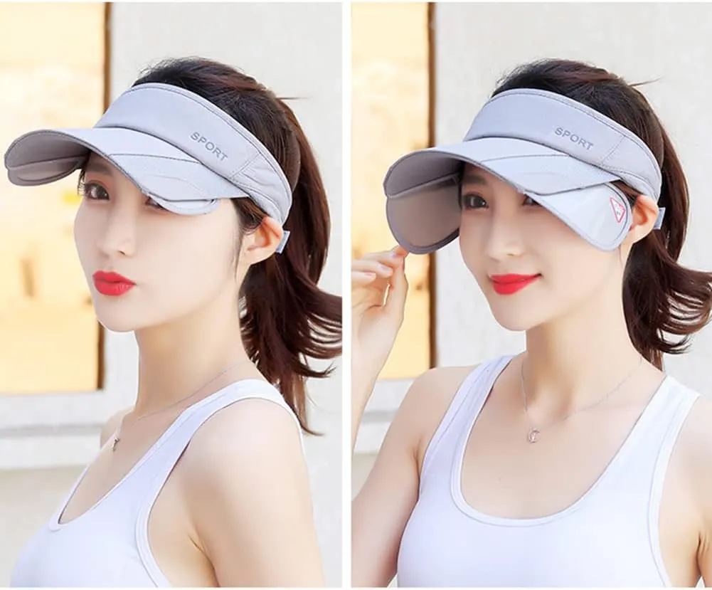 Sun Visor Hat for Women and Men - Retractable Brim Sport Hat, Summer Golf Tennis Running Beach Hat with Ponytail Hole