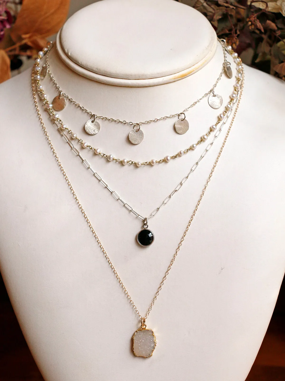 Susan Rifkin Silver Multi Coin Charm Necklace