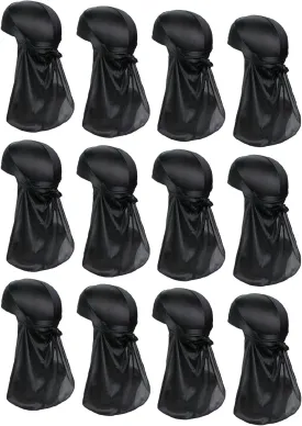 TopTie Silky Durag Headwraps Extra Long Tail Wide Straps for 360 Waves Do Rag