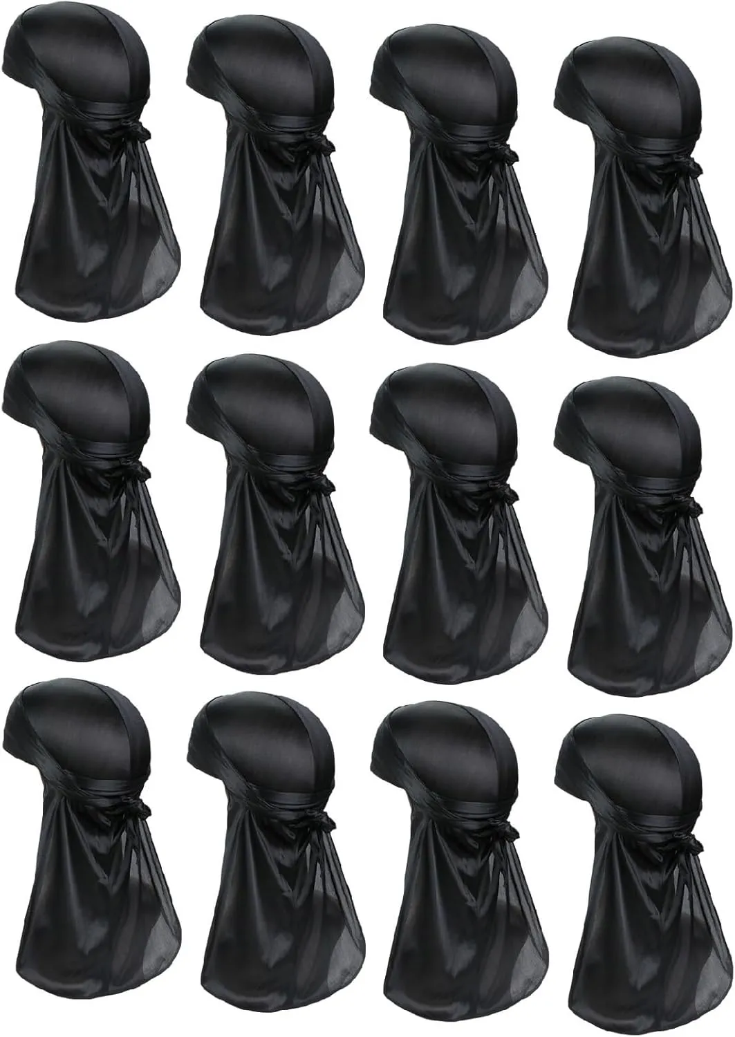 TopTie Silky Durag Headwraps Extra Long Tail Wide Straps for 360 Waves Do Rag