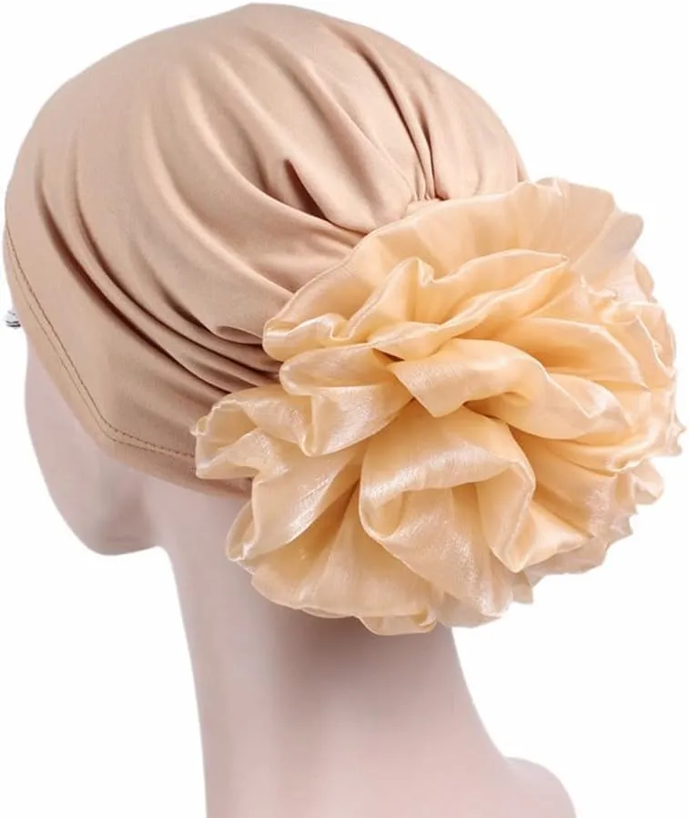 Turban Headwrap Hats for Women - Twist Solid Flower Caps Pre Tied Chemo Beanies Headwear for Cancer Headcover