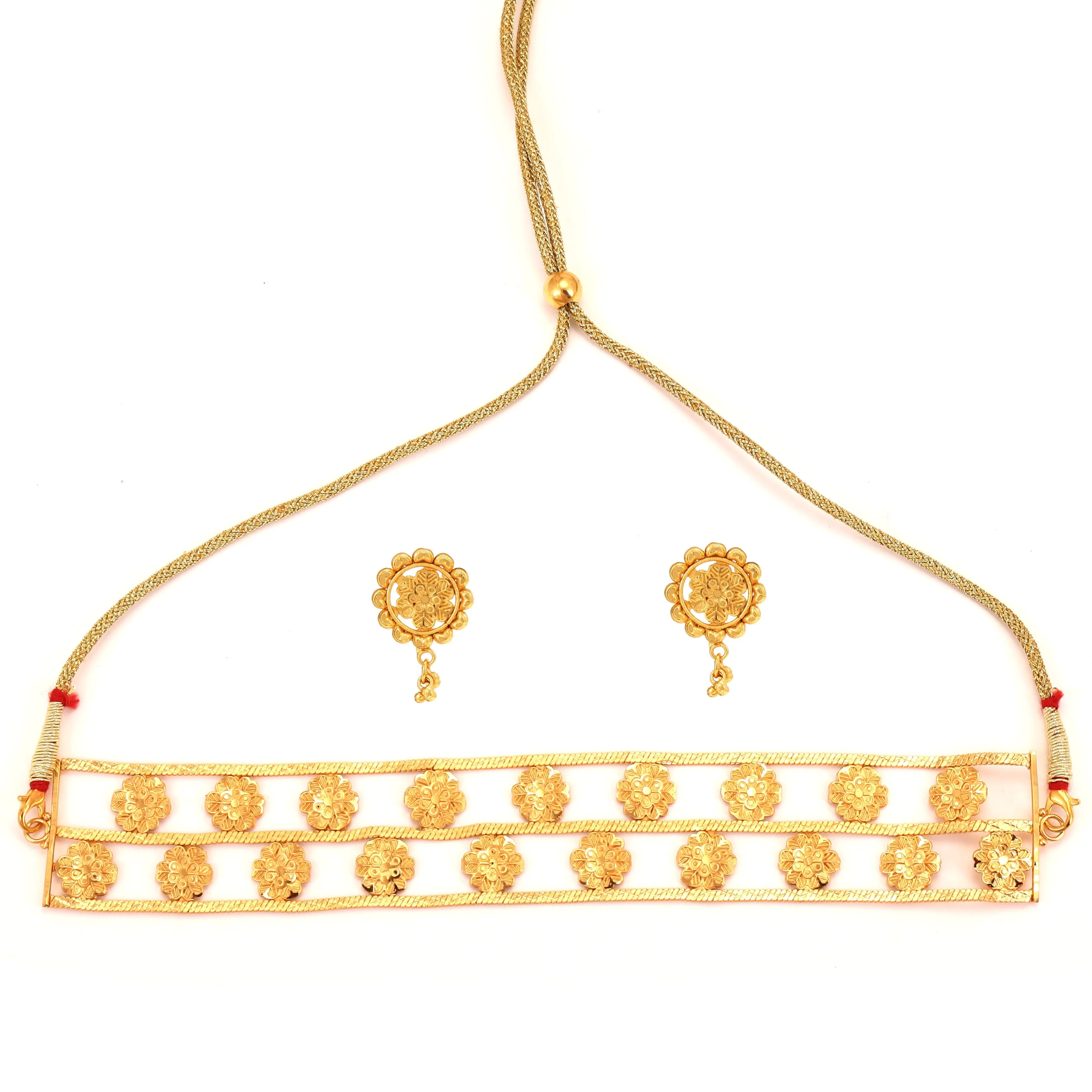 Two Liner Floral Sequence Choker Set