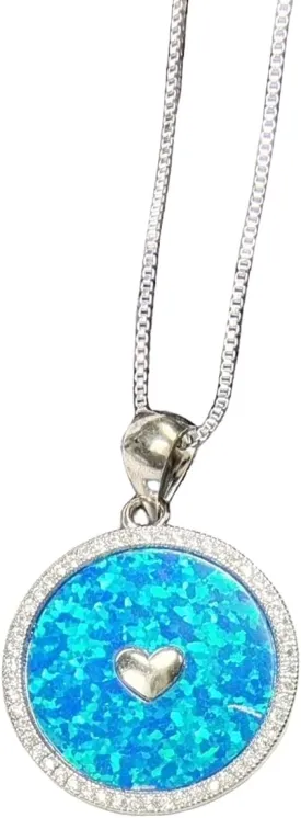 Vessantara Ocean Necklace,Blue Opal Pendant Necklace 925 Silver Sea Turtle Starfish Shark Tortoise Wave Palm Tree Beach Hawaiian Ocean Themed Jewelry Gifts for Women Daughter Wife Girl Birthstone