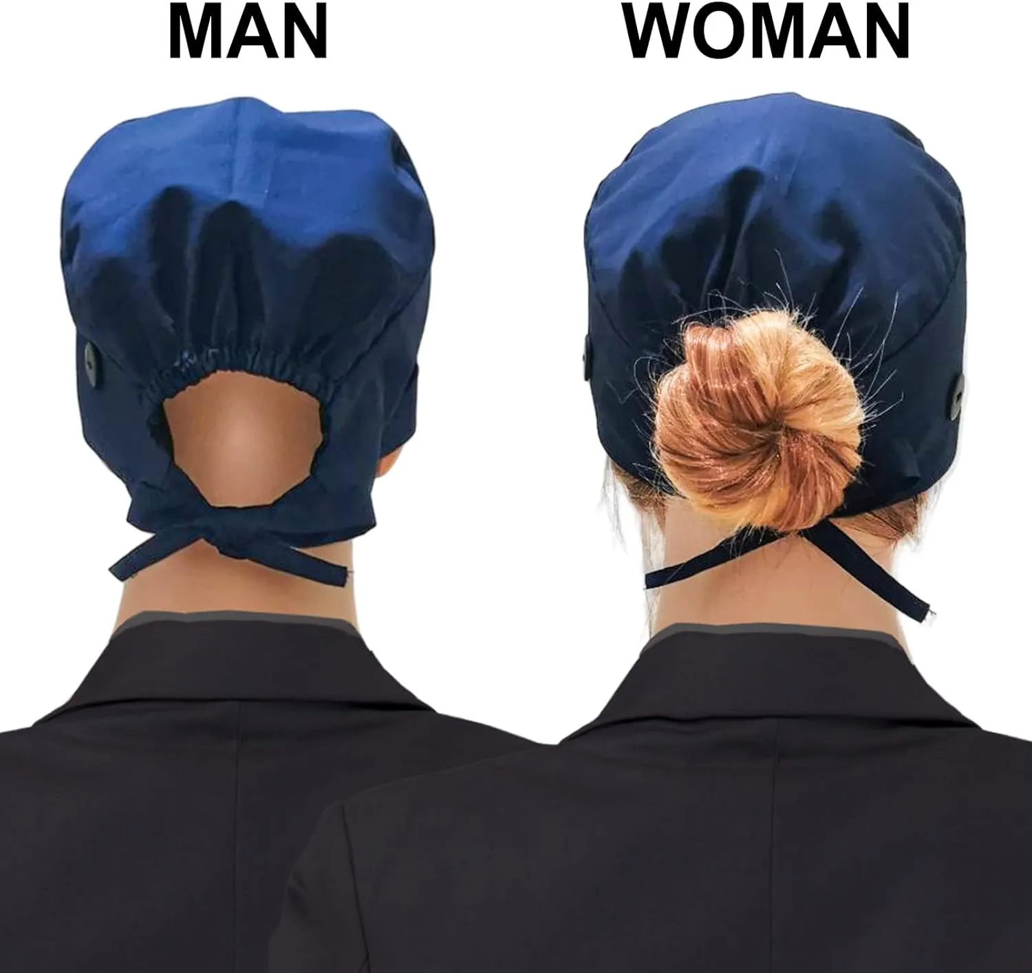Working Cap with Silky Inner - Cotton Hat with Sweatband and Buttons, Adjustable Tie Back Ponytail, One Size