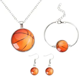 YALLNASL Baseball Soccer Volleyball Basketball Football Necklace Earrings and Bracelet Set for Women Birthday Christmas Gift Ideas