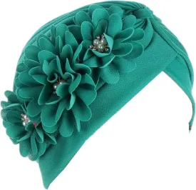 YYAOJHAO Women Flower Turban Hats - Ruffle Pre Tied Headwrap Caps Chemo Beanies Hijab Headscarf for Cancer Patient Hair Loss
