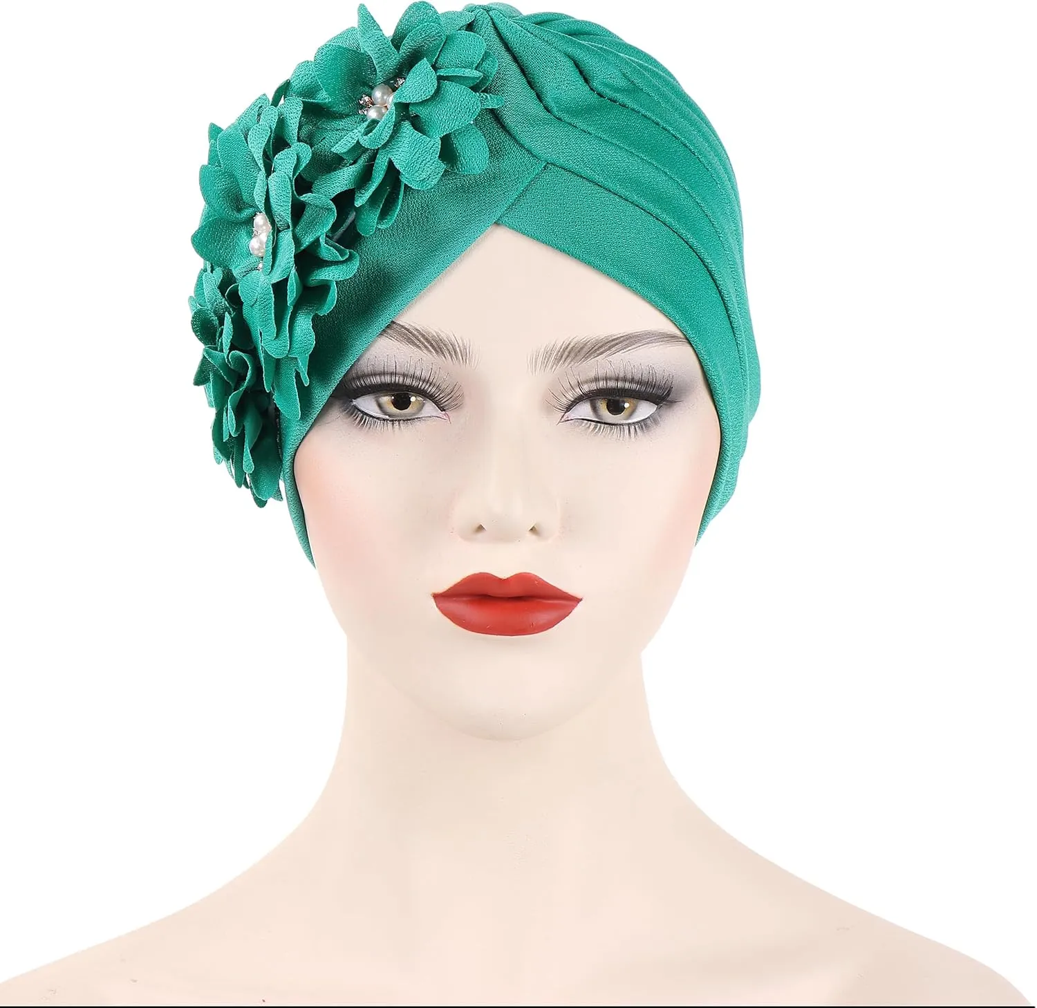 YYAOJHAO Women Flower Turban Hats - Ruffle Pre Tied Headwrap Caps Chemo Beanies Hijab Headscarf for Cancer Patient Hair Loss