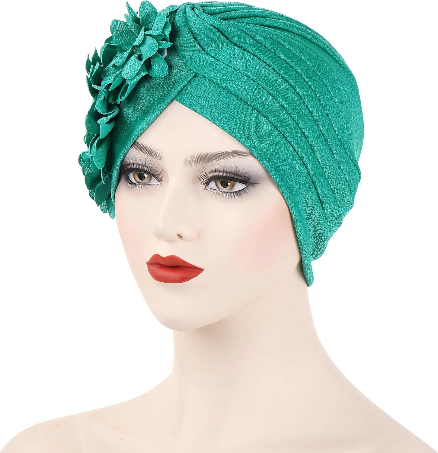 YYAOJHAO Women Flower Turban Hats - Ruffle Pre Tied Headwrap Caps Chemo Beanies Hijab Headscarf for Cancer Patient Hair Loss