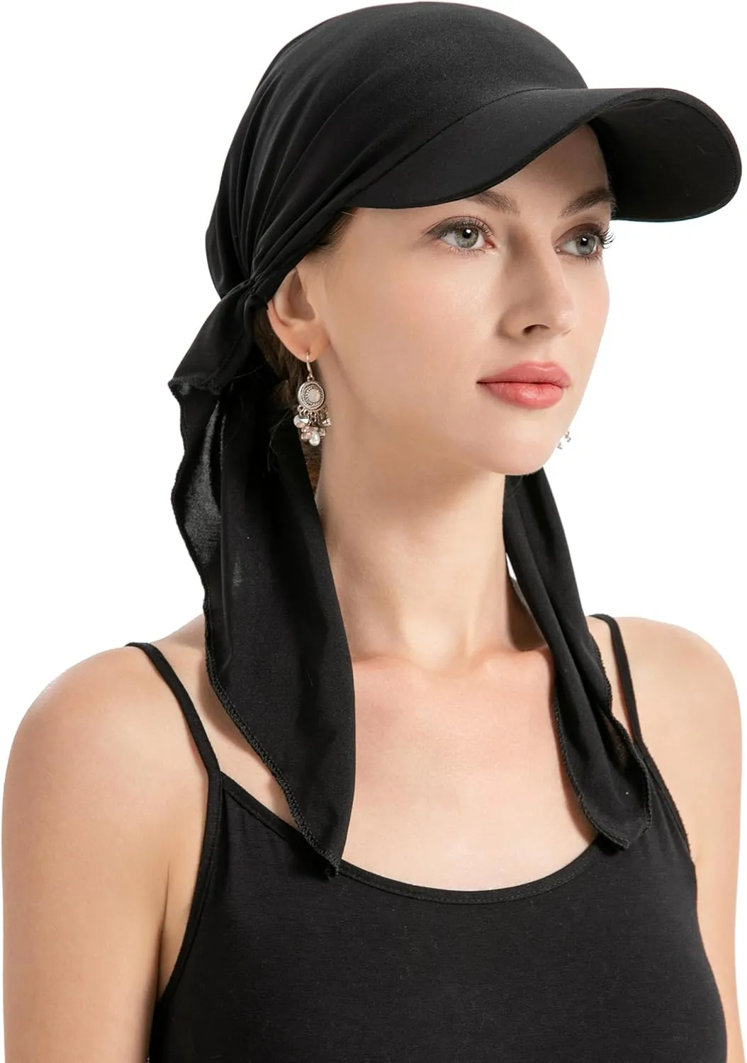 ZLYC Chemo Headwear for Women Brim Visor Head Scarf Pre Tied Headwraps Lightweight Skull Cap