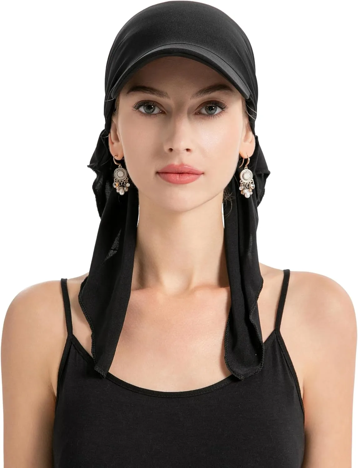 ZLYC Chemo Headwear for Women Brim Visor Head Scarf Pre Tied Headwraps Lightweight Skull Cap