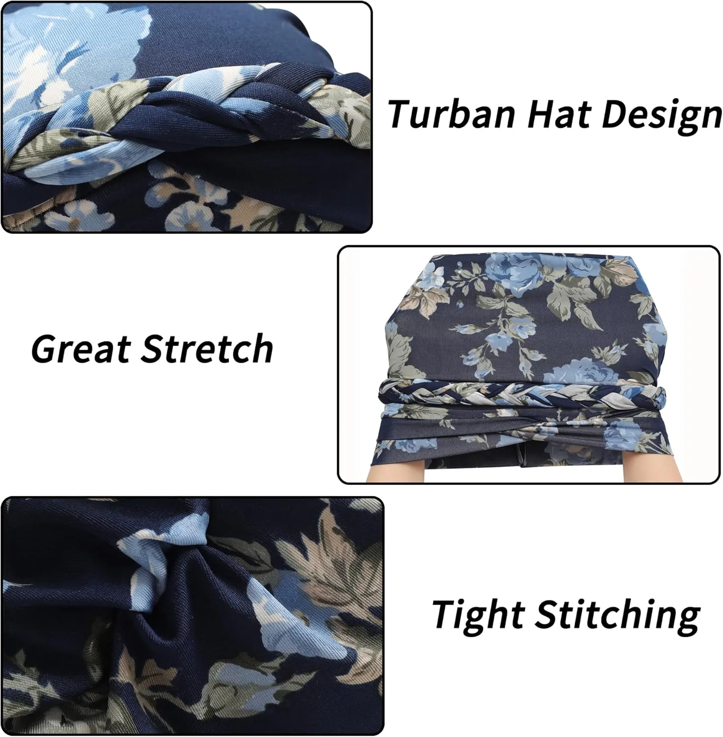 ZLYC Chemo Headwear Pre Tied Turban Headwrap Lightweight Beanie Hat for Women